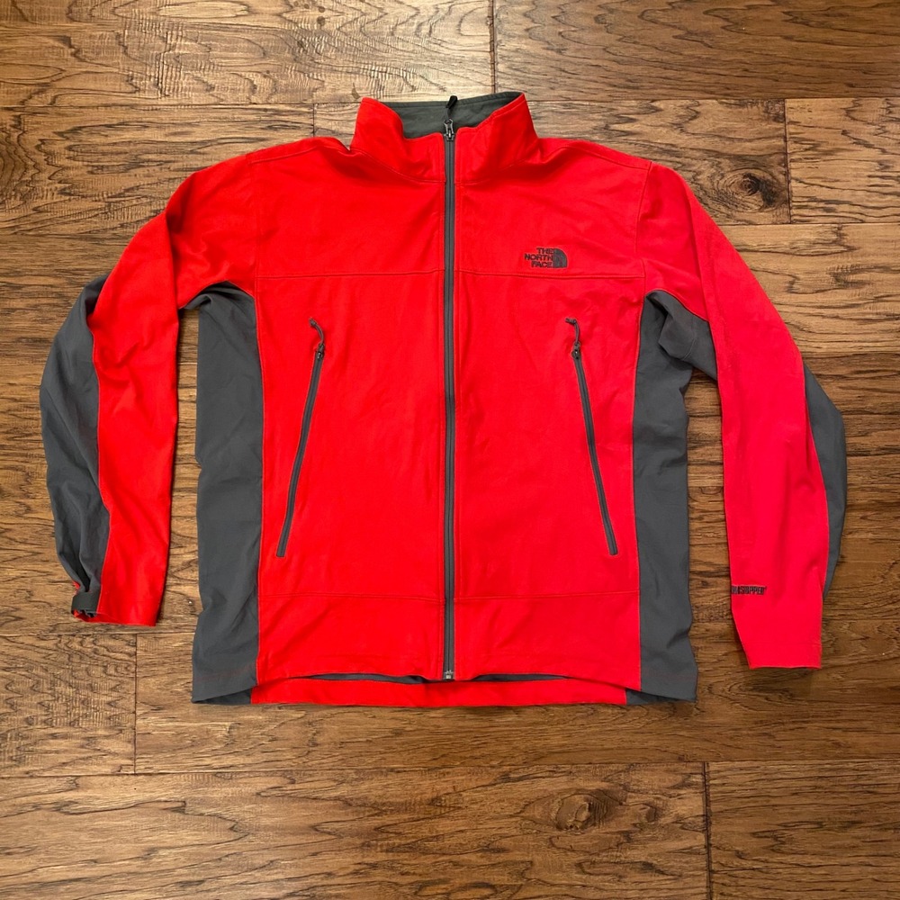 The North Face Windstopper Softshell Jacket Mens XL Red Grey Full Zip Outdoor